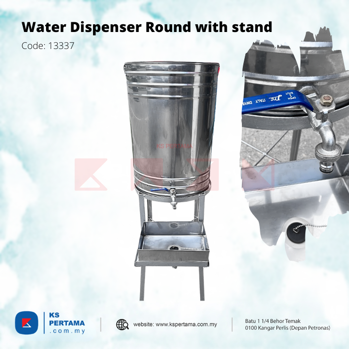 Water Dispenser Round Steel with stand (Full Set)