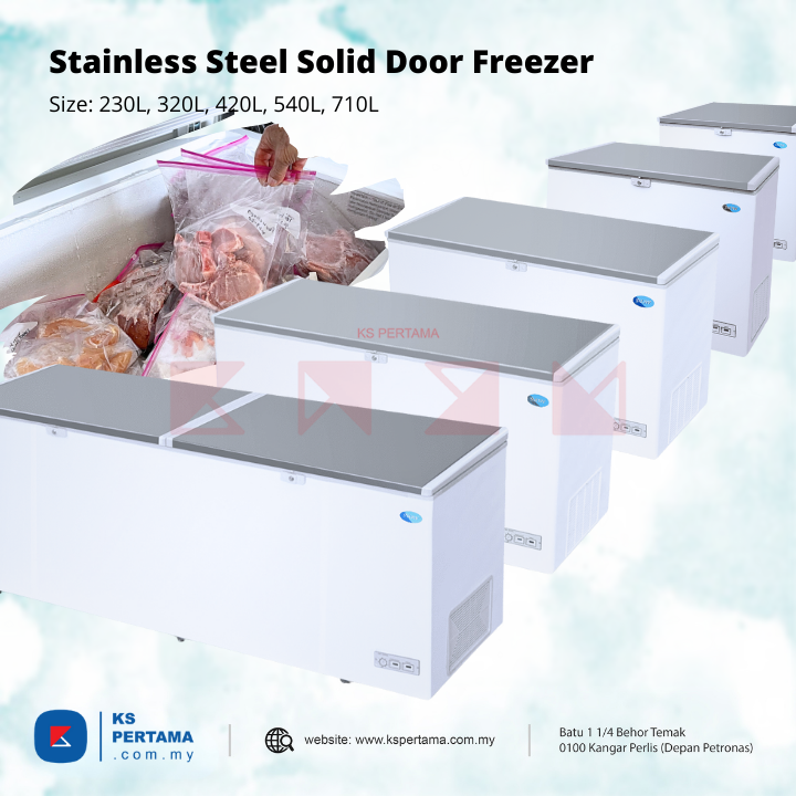 Stainless Steel Solid Door Chest Freezer