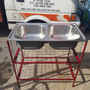 2 Bowl Sink with Stand DIY ( Red Stand)