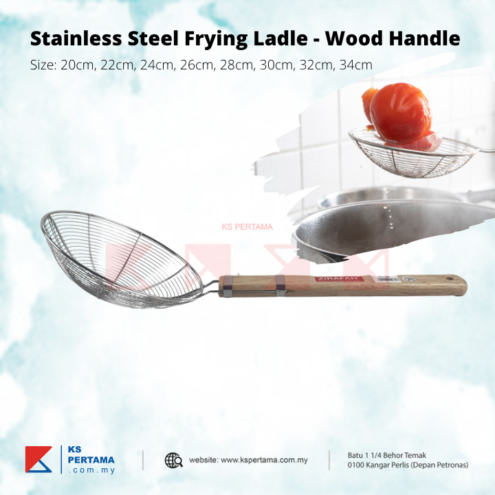 Skimmer - Frying ladle Oil Skimmer Center frame / Wood Handle